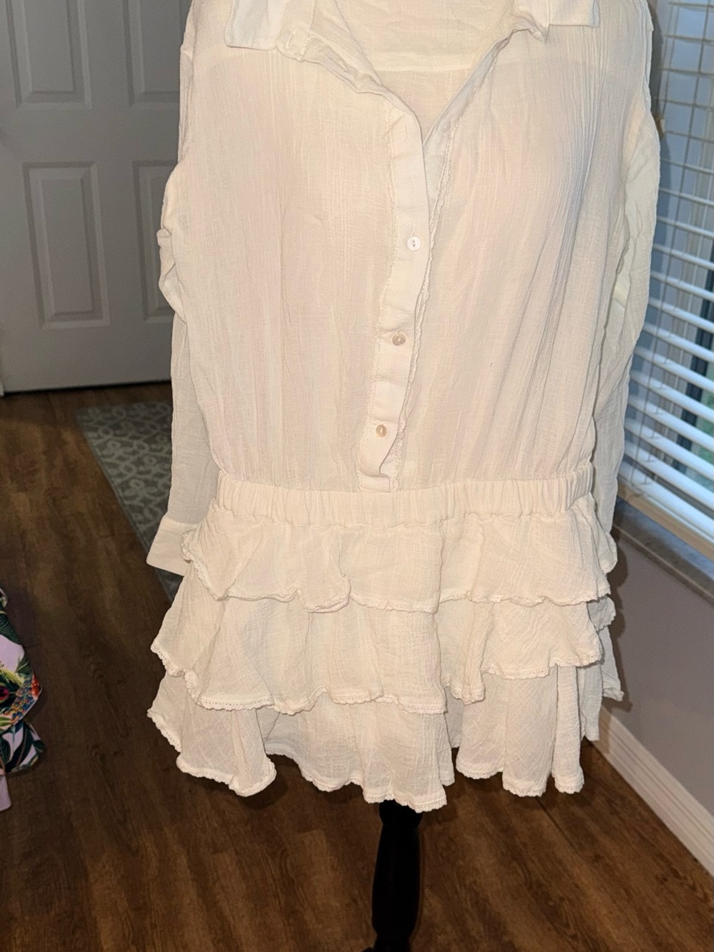 Zara Ecru Romper Tiered Ruffle